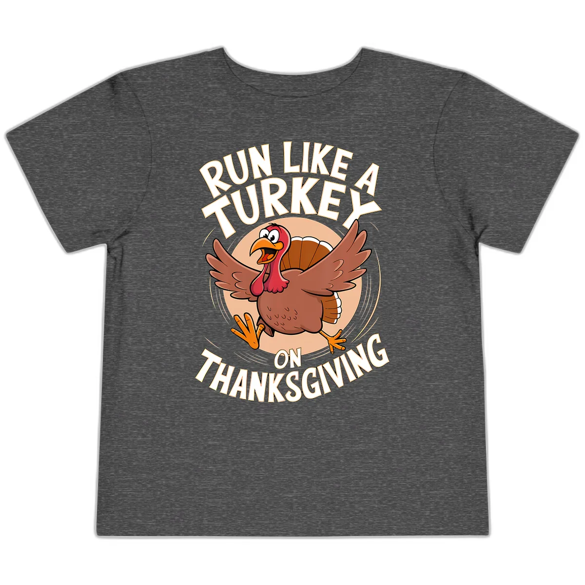 Run Like A Turkey On Thanksgiving Toddler T-Shirt in Dark Heather Grey