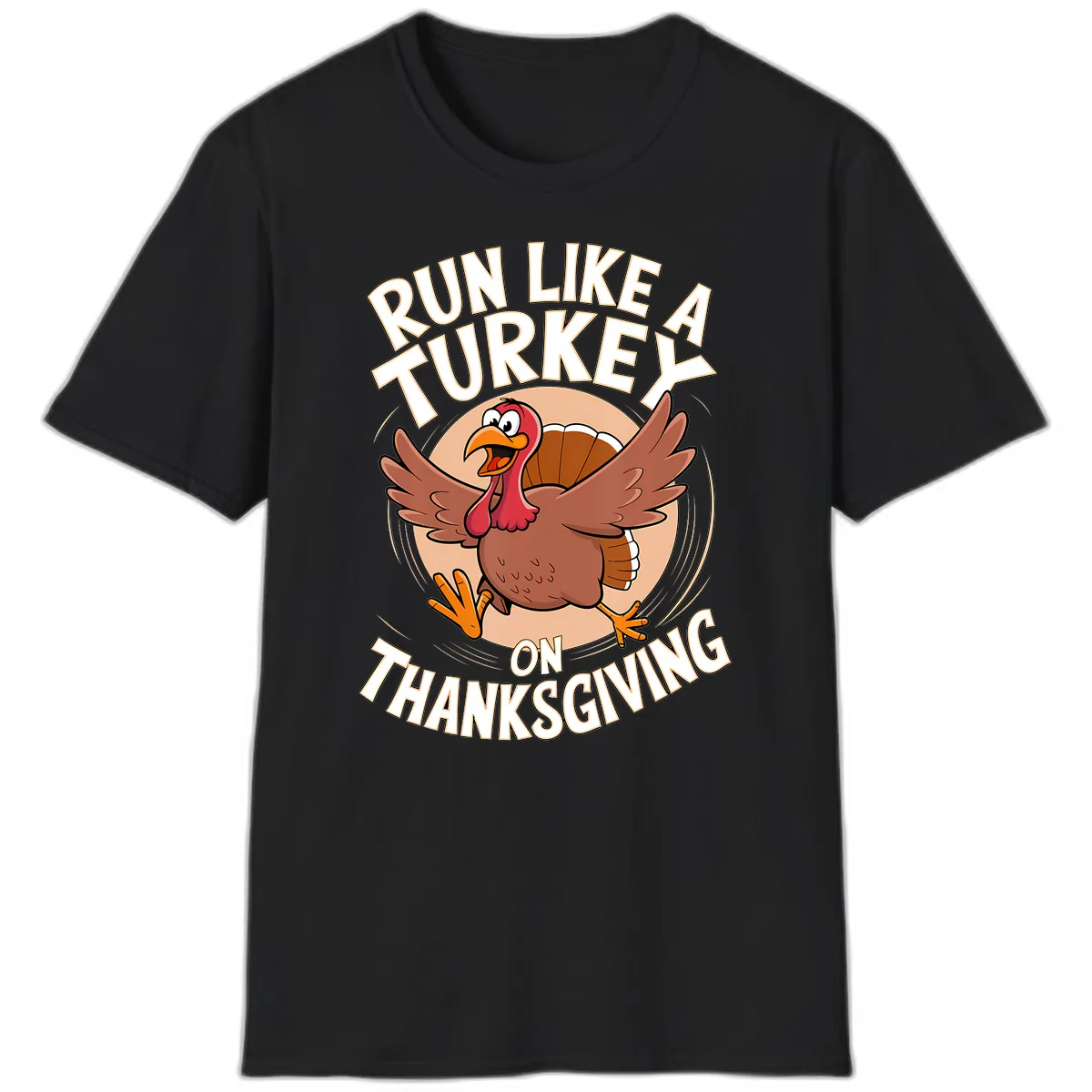 Run Like A Turkey On Thanksgiving T-Shirt in Black