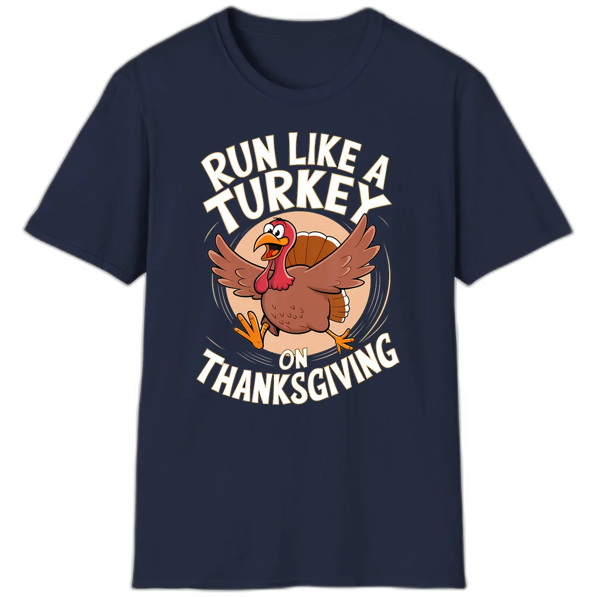 Run Like A Turkey On Thanksgiving T-Shirt in Navy