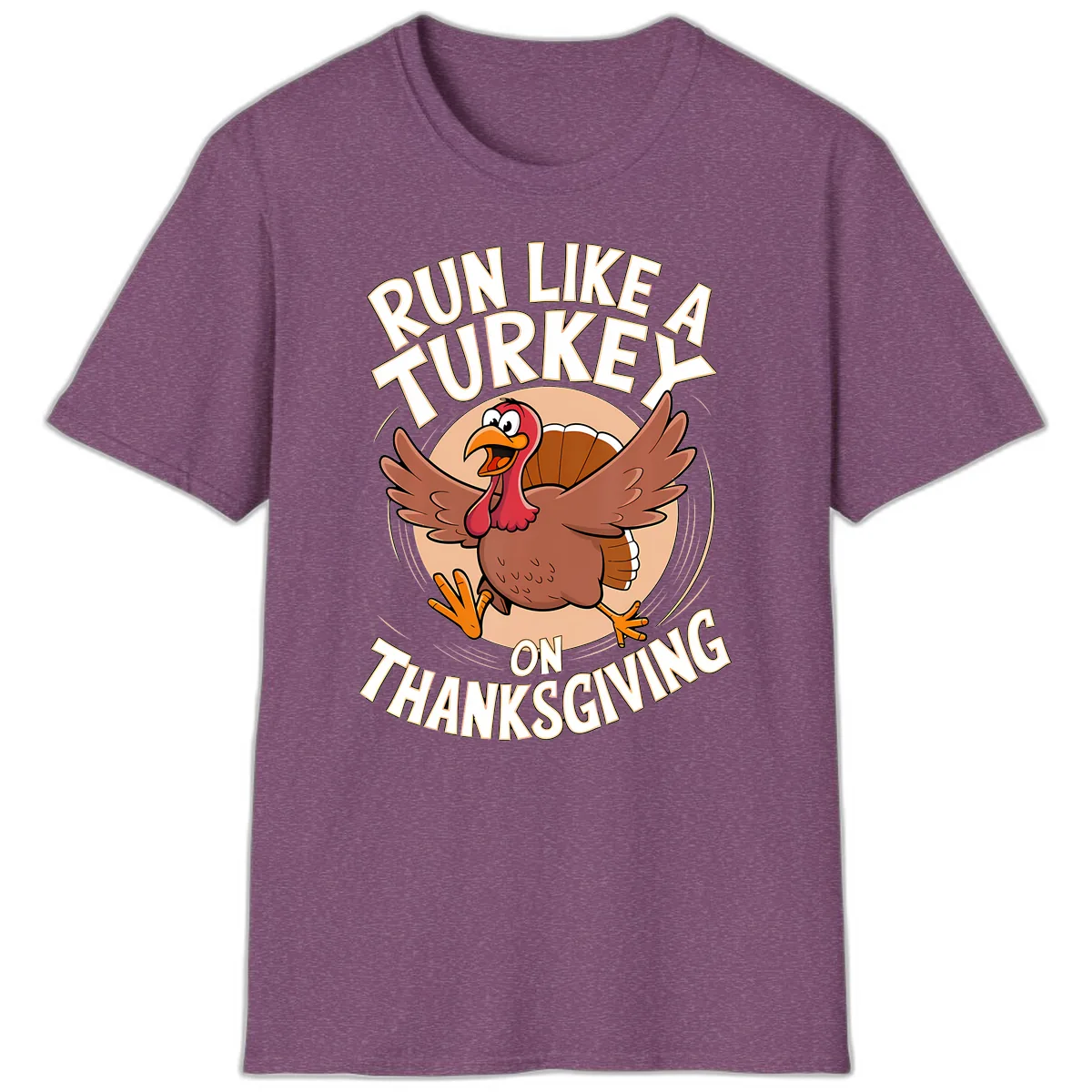 Run Like A Turkey On Thanksgiving T-Shirt in Heather Maroon