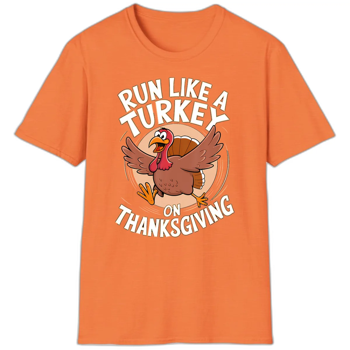 Run Like A Turkey On Thanksgiving T-Shirt in Heather Orange