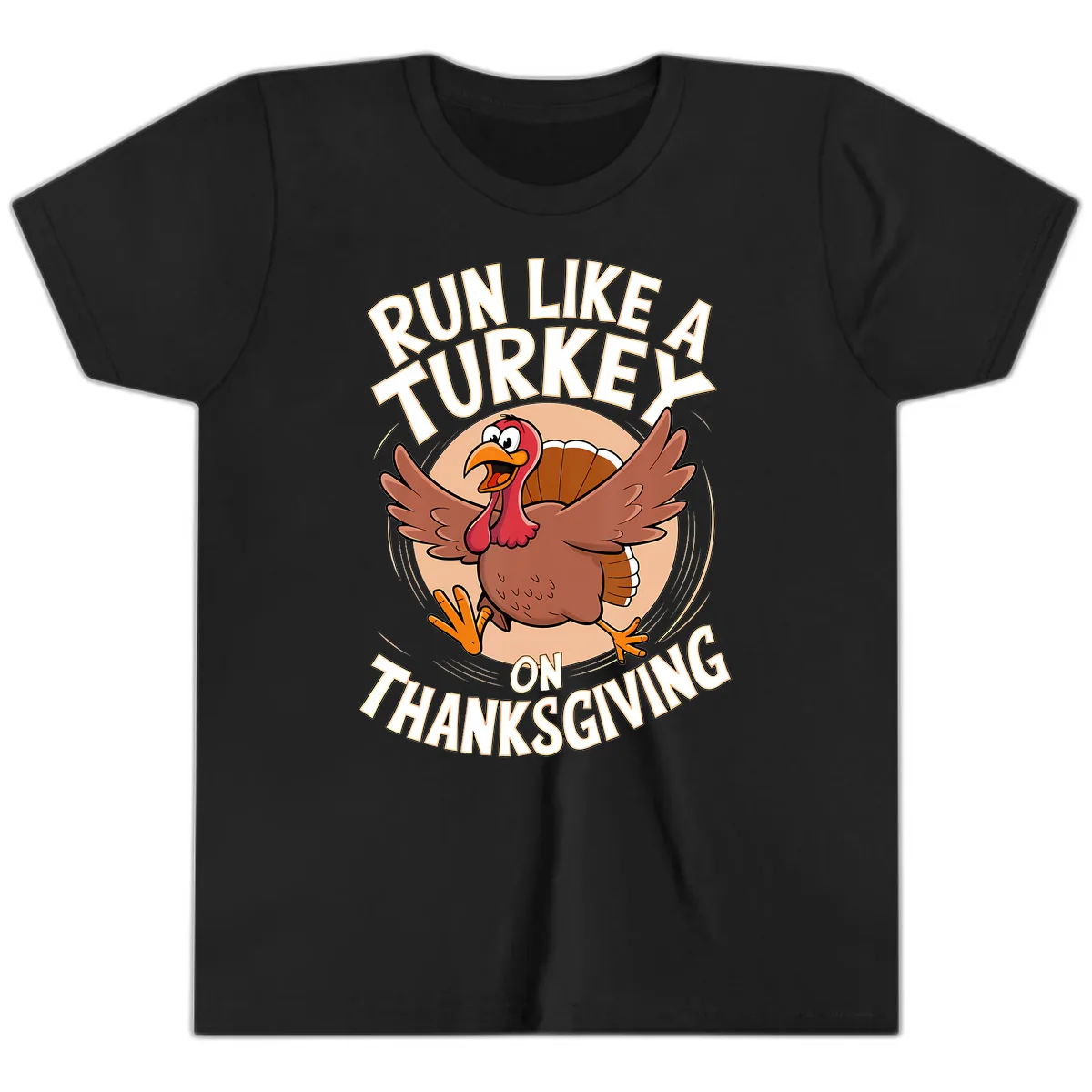 Run Like A Turkey On Thanksgiving Youth T-Shirt in Black