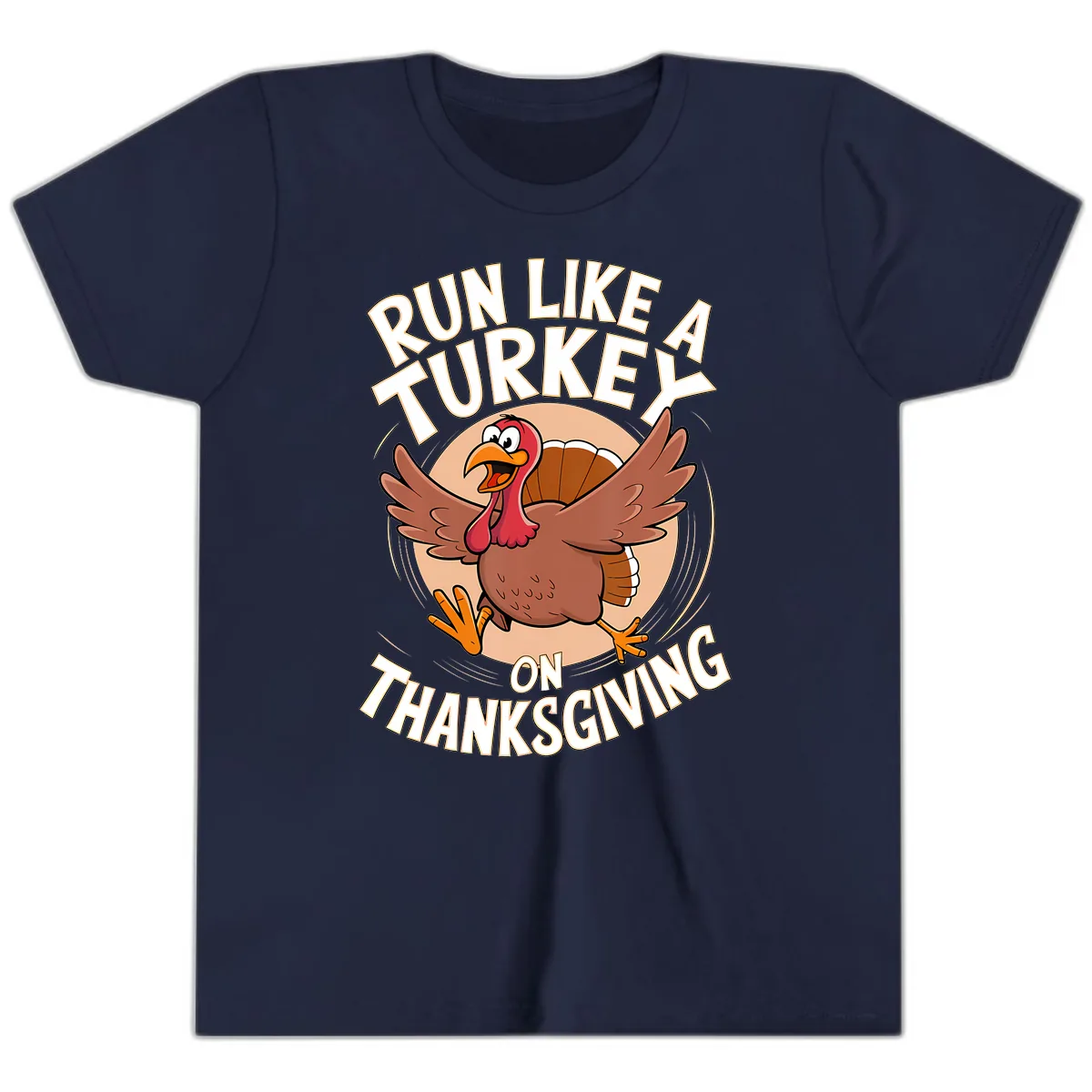 Run Like A Turkey On Thanksgiving Youth T-Shirt in Navy