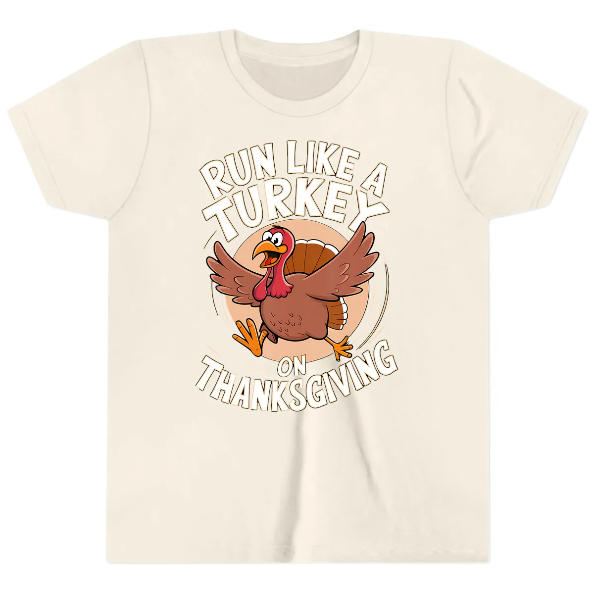 Run Like A Turkey On Thanksgiving Youth T-Shirt in Natural