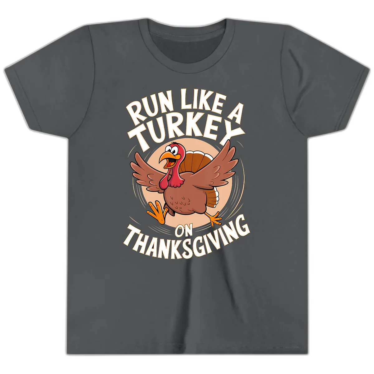 Run Like A Turkey On Thanksgiving Youth T-Shirt in Asphalt