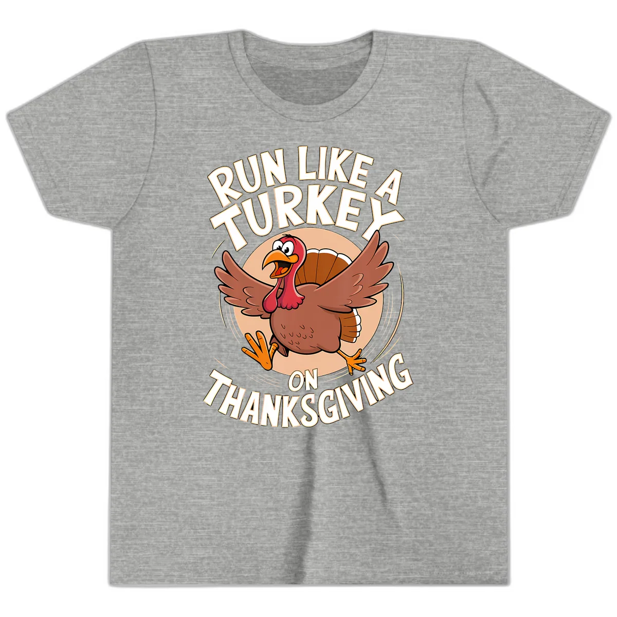 Run Like A Turkey On Thanksgiving Youth T-Shirt in Athletic Heather