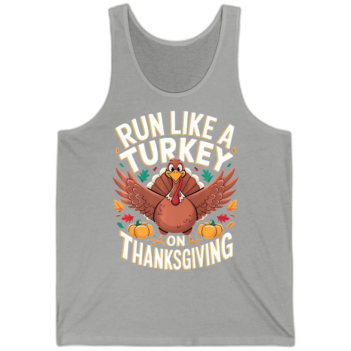Run Like A Turkey On Thanksgiving Tank in Athletic Heather
