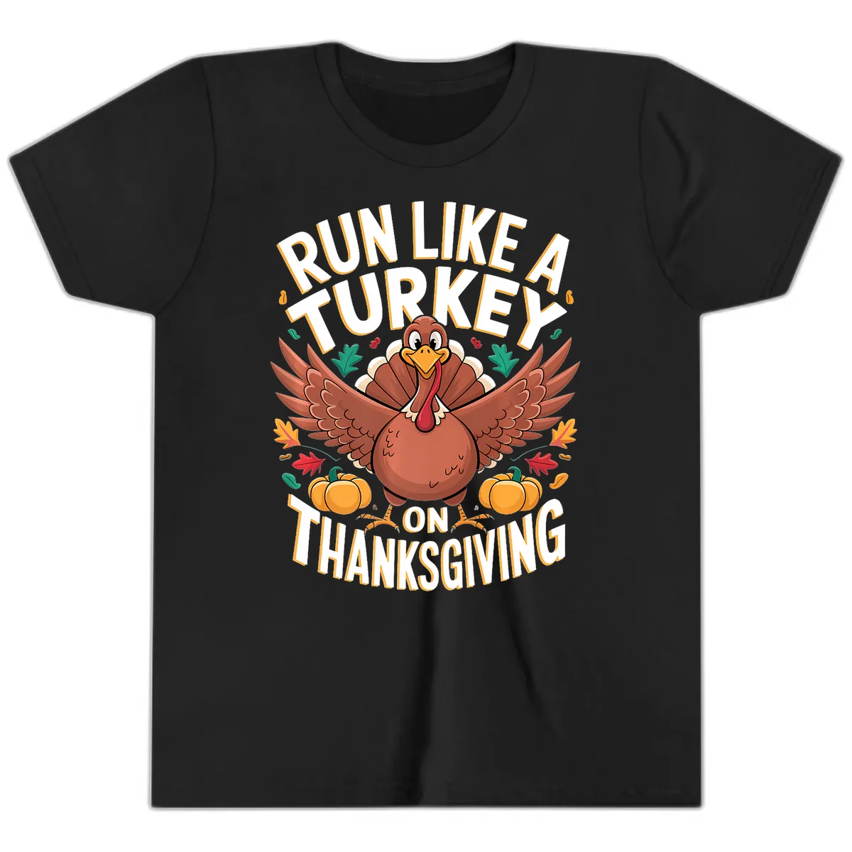 Run Like A Turkey On Thanksgiving Youth T-Shirt in Black