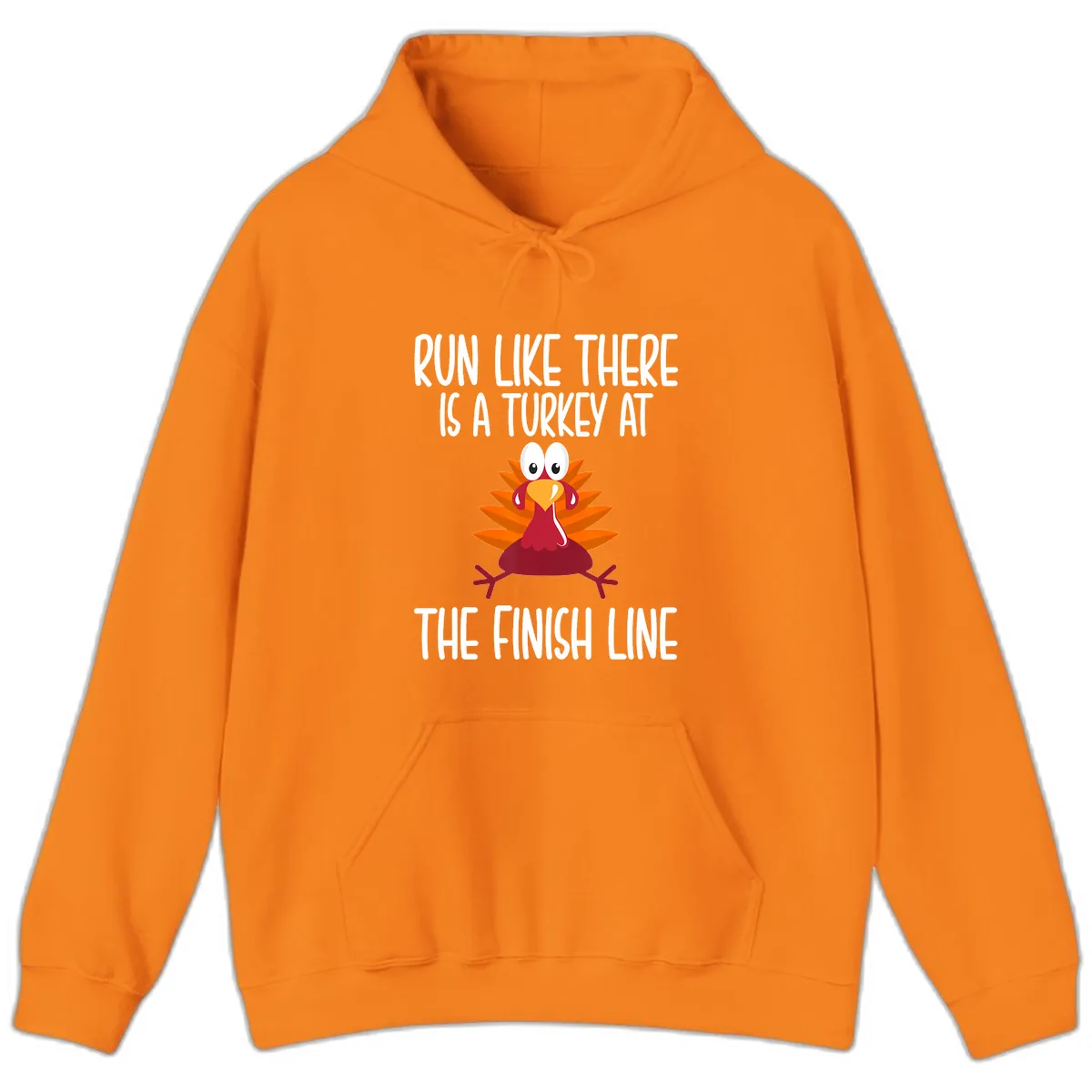 Run Like A Turkey On The Finish Line Hoodie in Safety Orange
