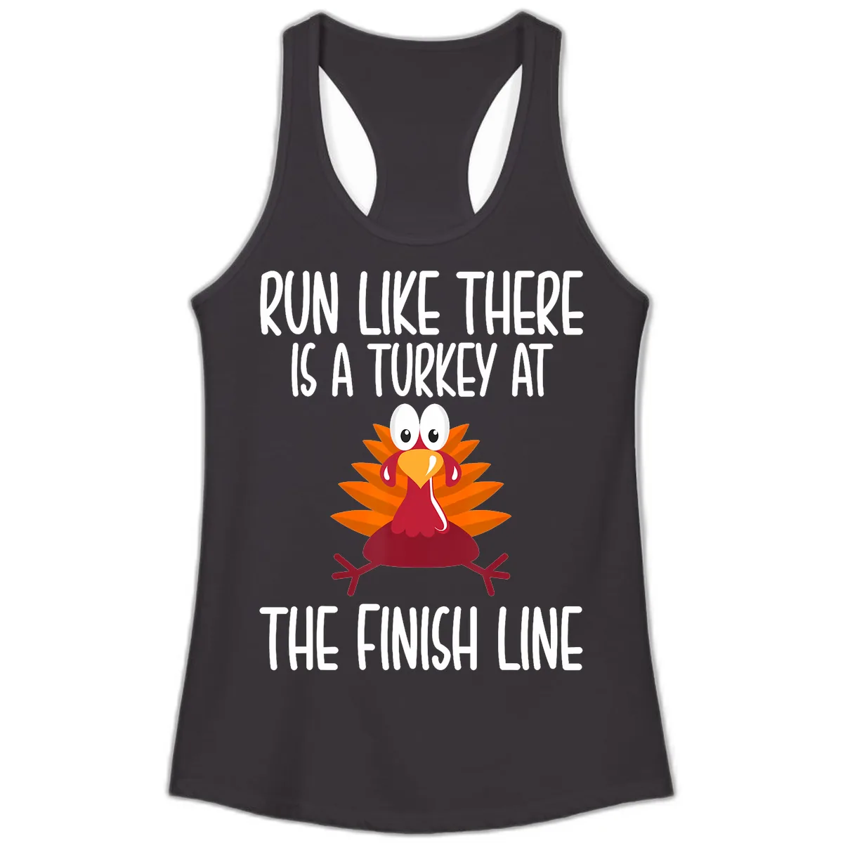 Run Like A Turkey On The Finish Line Ladies Tank in Black