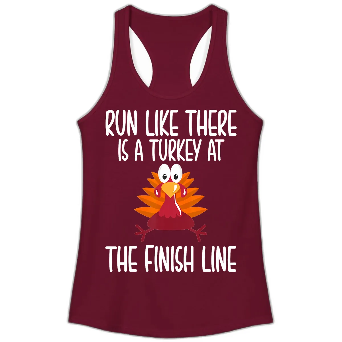 Run Like A Turkey On The Finish Line Ladies Tank in Solid Cardinal Red