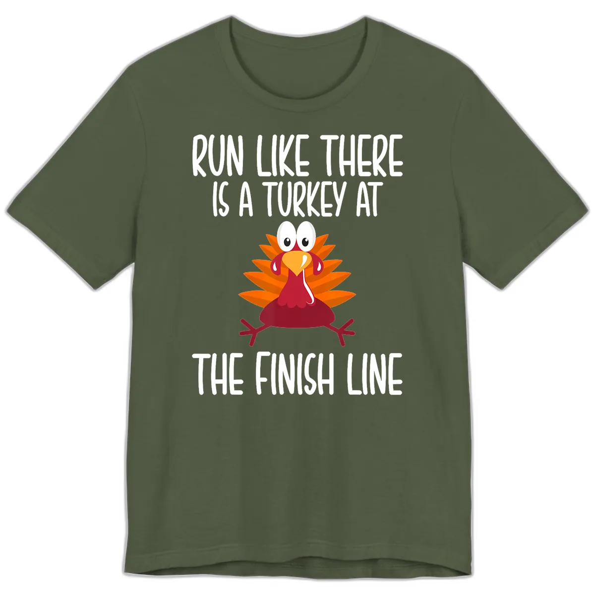 Run Like A Turkey On The Finish Line Premium T-Shirt in Military Green