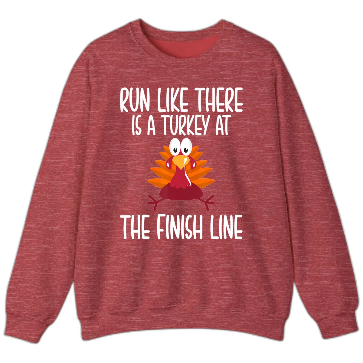 Run Like A Turkey On The Finish Line Sweatshirt in Heather Scarlet Red