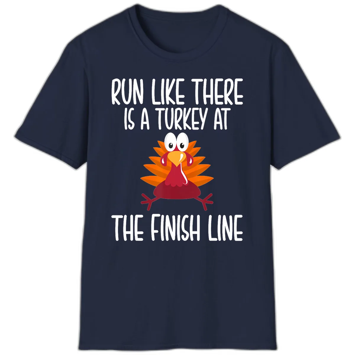 Run Like A Turkey On The Finish Line T-Shirt in Navy