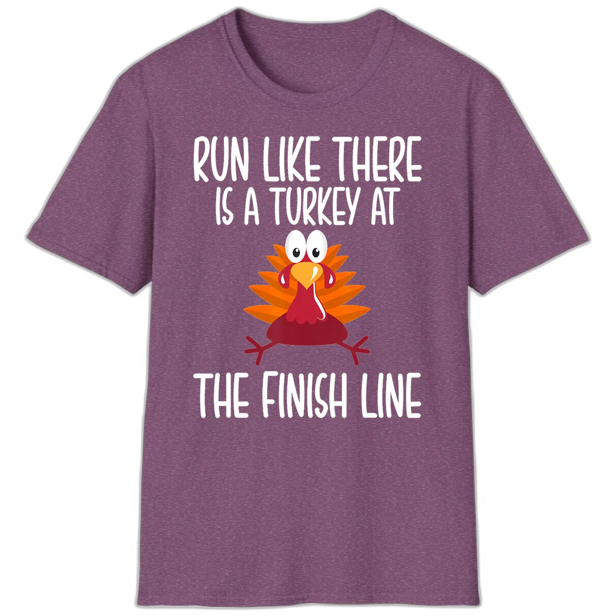 Run Like A Turkey On The Finish Line T-Shirt in Heather Maroon