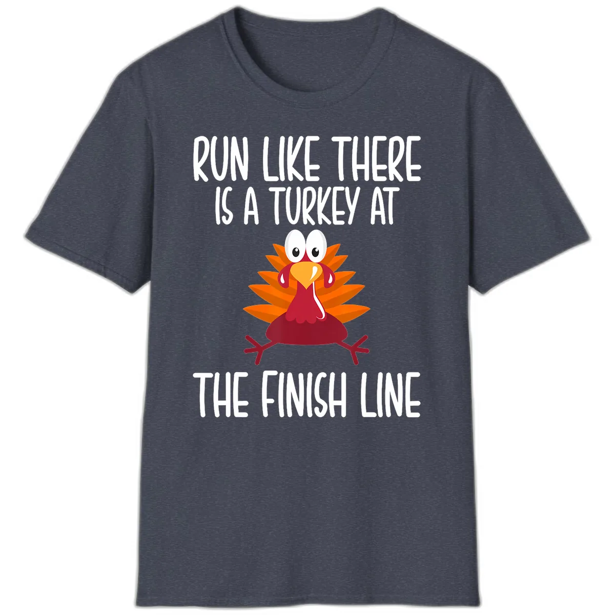 Run Like A Turkey On The Finish Line T-Shirt in Heather Navy