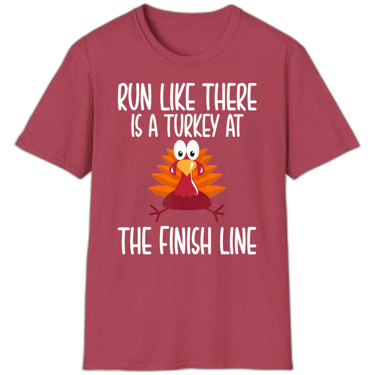 Run Like A Turkey On The Finish Line T-Shirt in Heather Cardinal