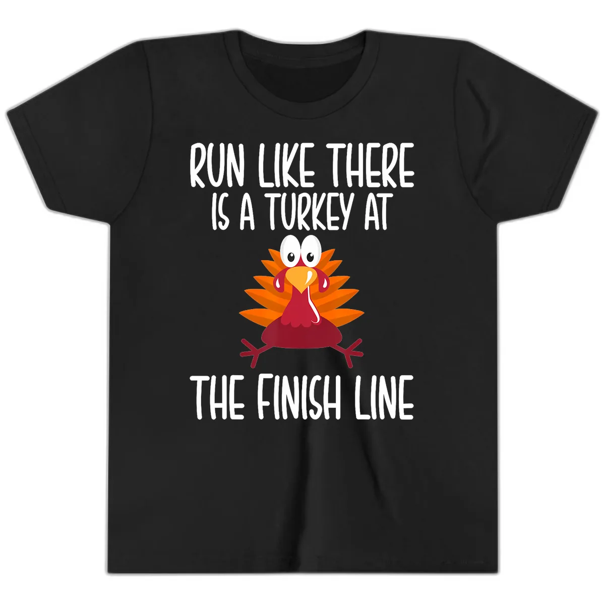 Run Like A Turkey On The Finish Line Youth T-Shirt in Black