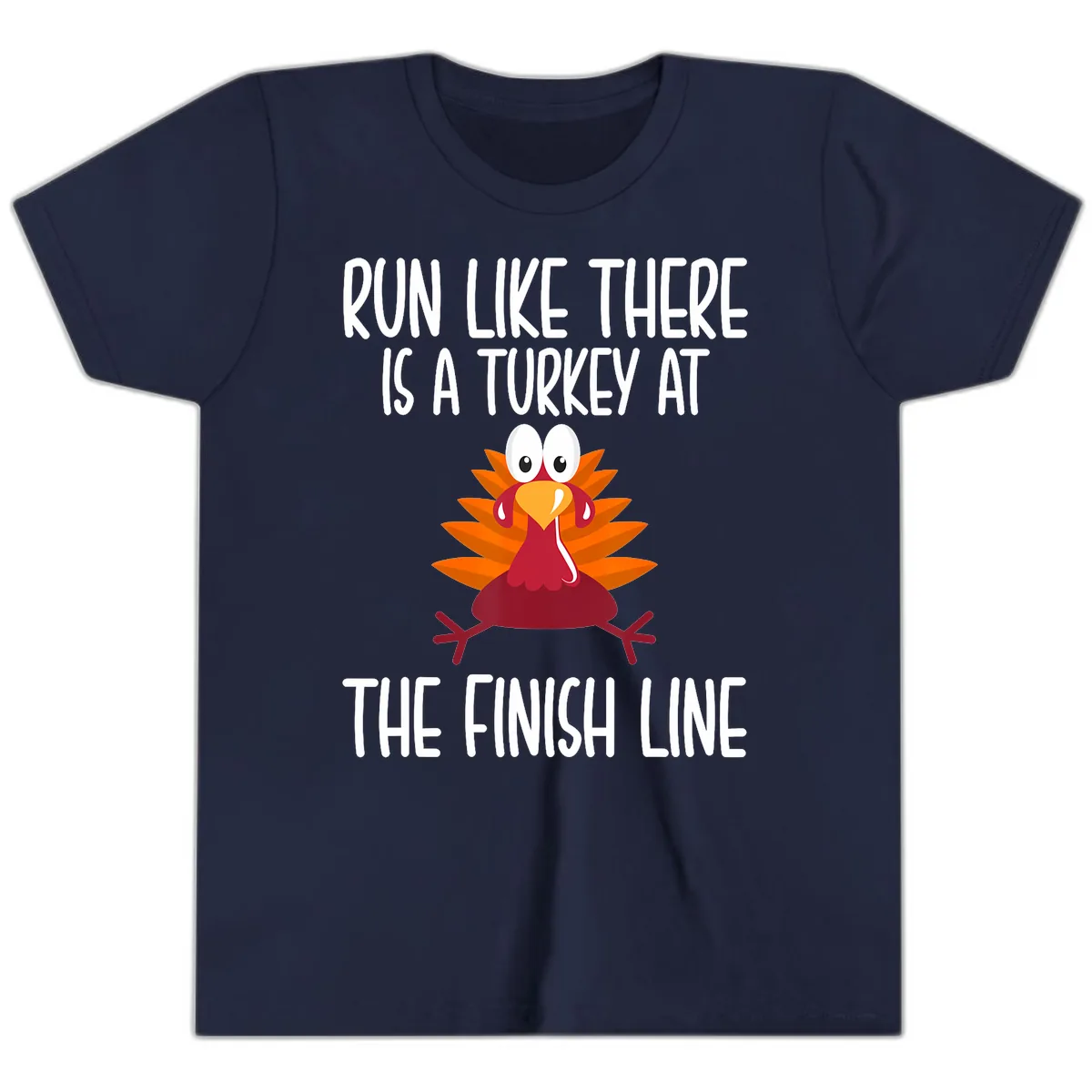 Run Like A Turkey On The Finish Line Youth T-Shirt in Navy