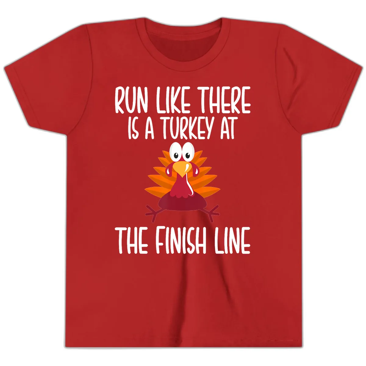 Run Like A Turkey On The Finish Line Youth T-Shirt in Red