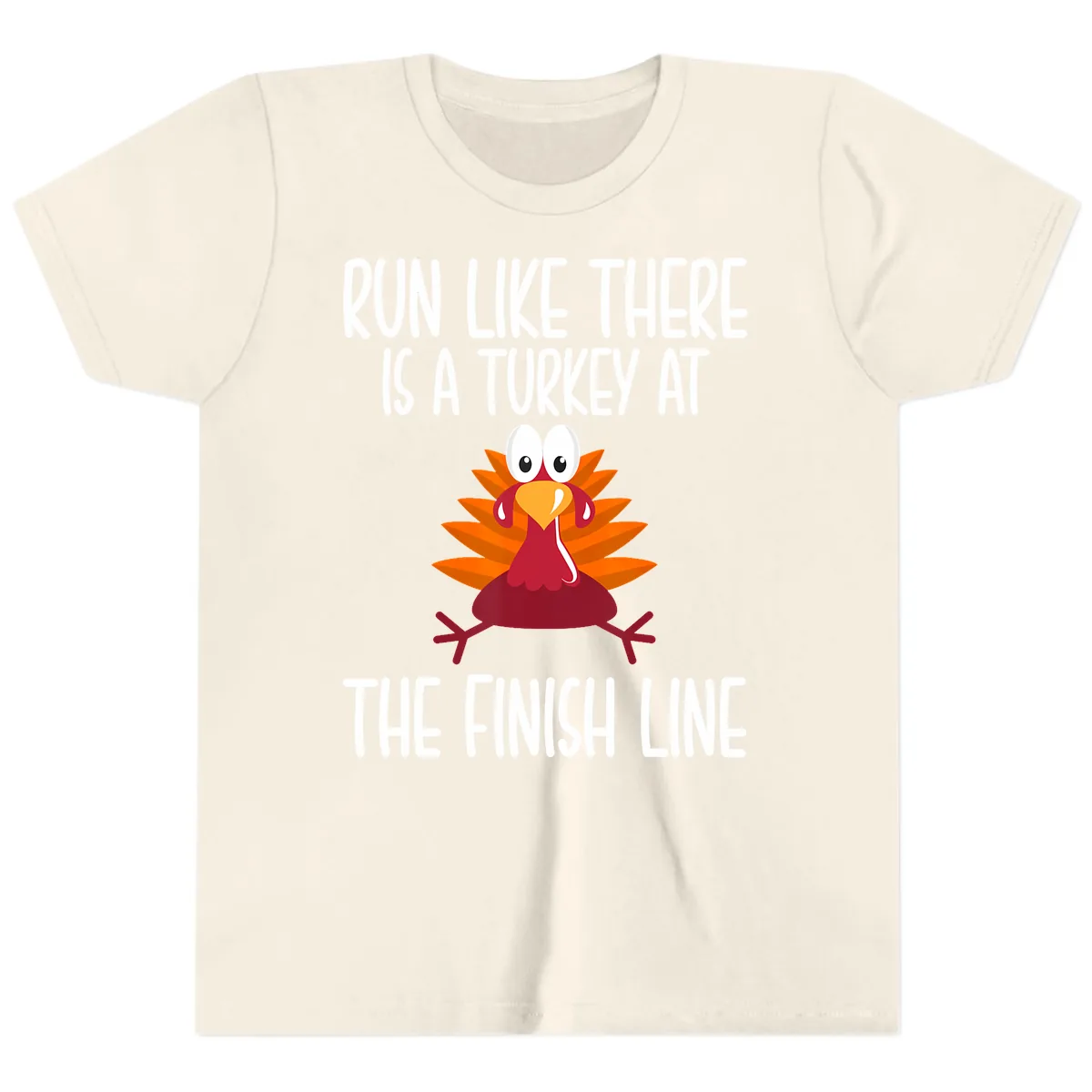 Run Like A Turkey On The Finish Line Youth T-Shirt in Natural