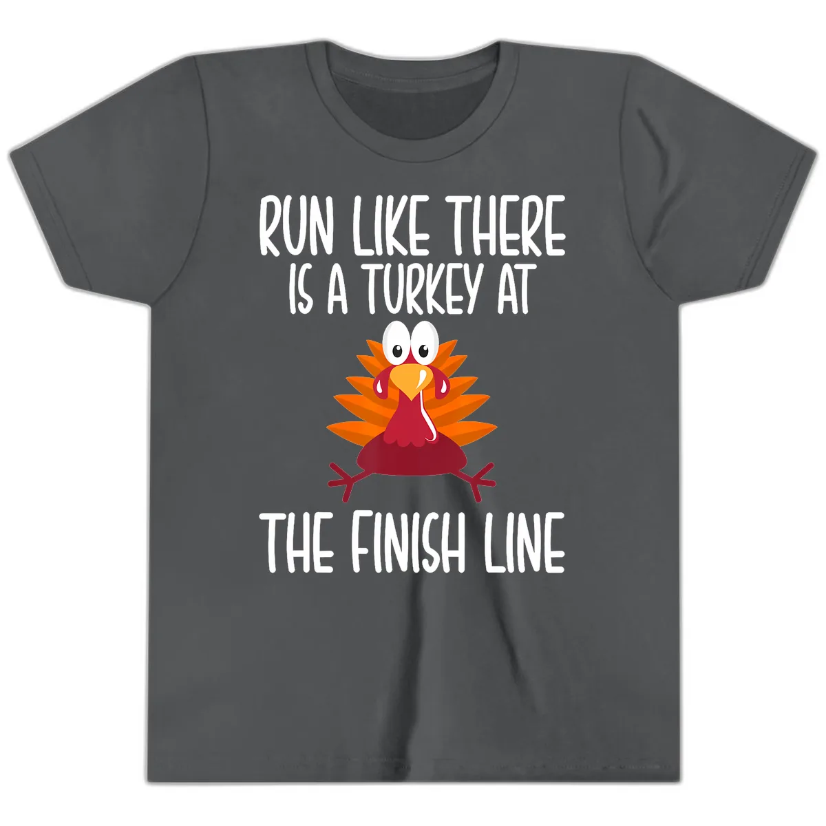 Run Like A Turkey On The Finish Line Youth T-Shirt in Asphalt