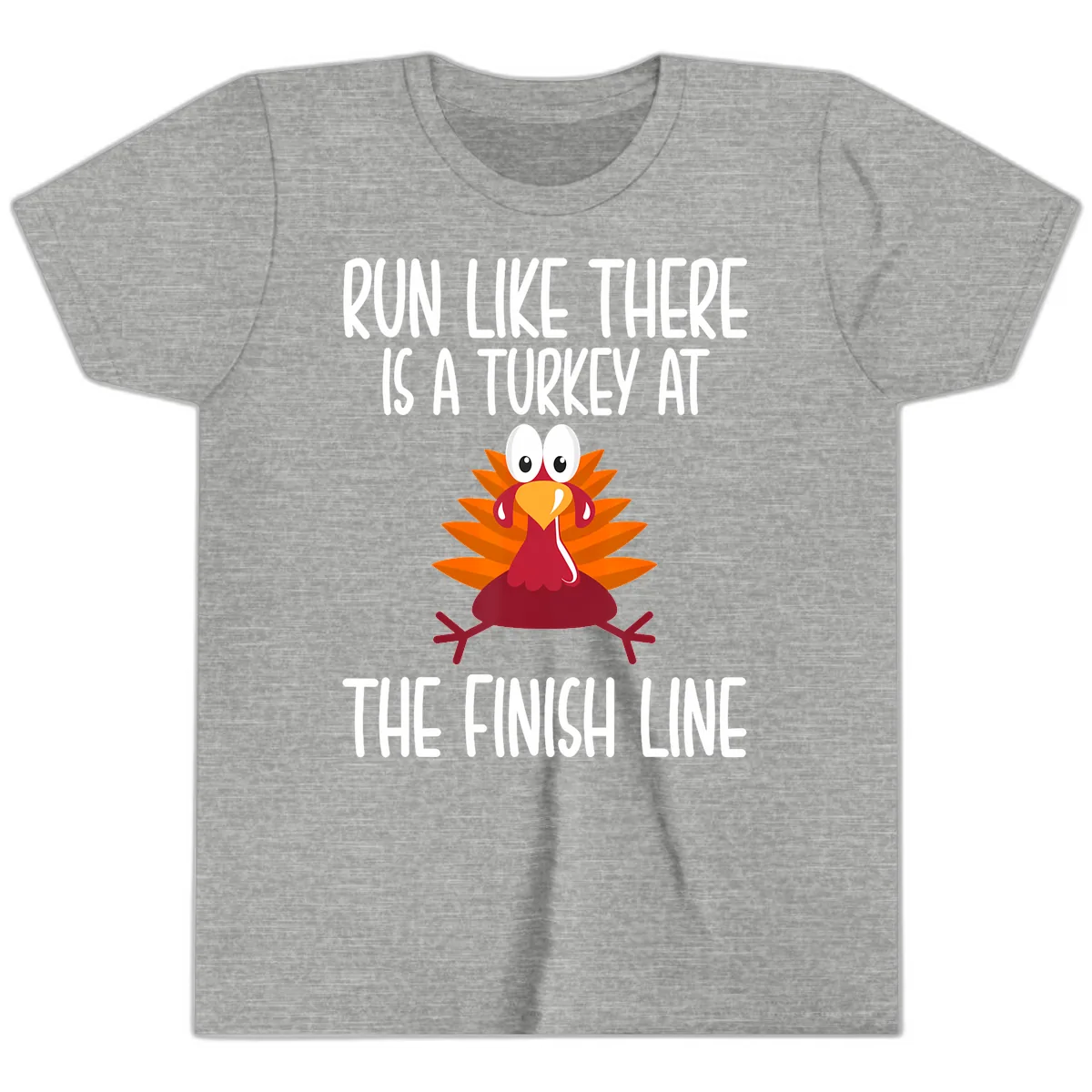 Run Like A Turkey On The Finish Line Youth T-Shirt in Athletic Heather
