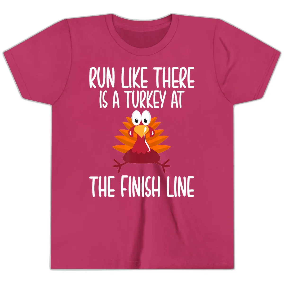 Run Like A Turkey On The Finish Line Youth T-Shirt in Berry