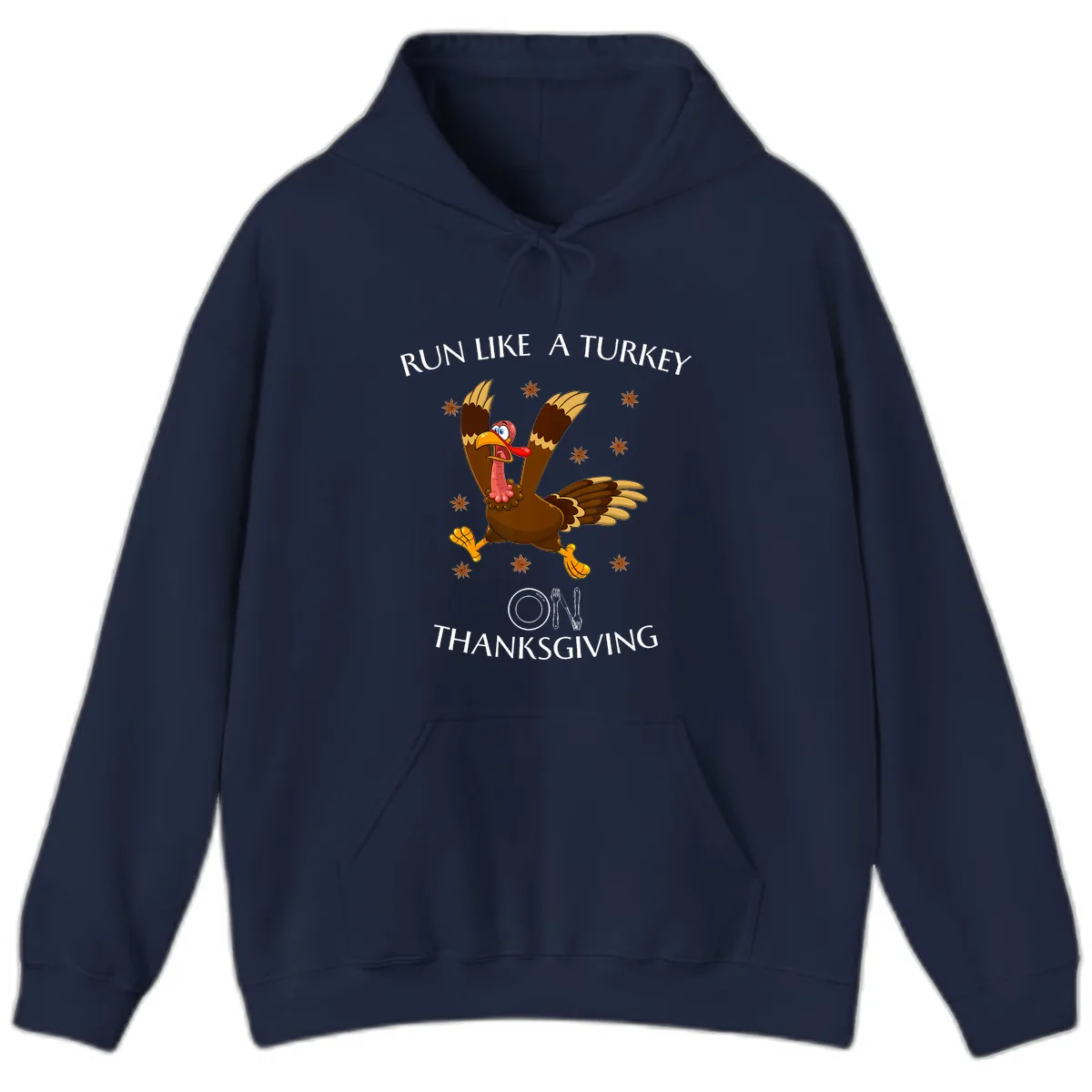 Run Like A Turkey On Thanksgiving Hoodie in Navy