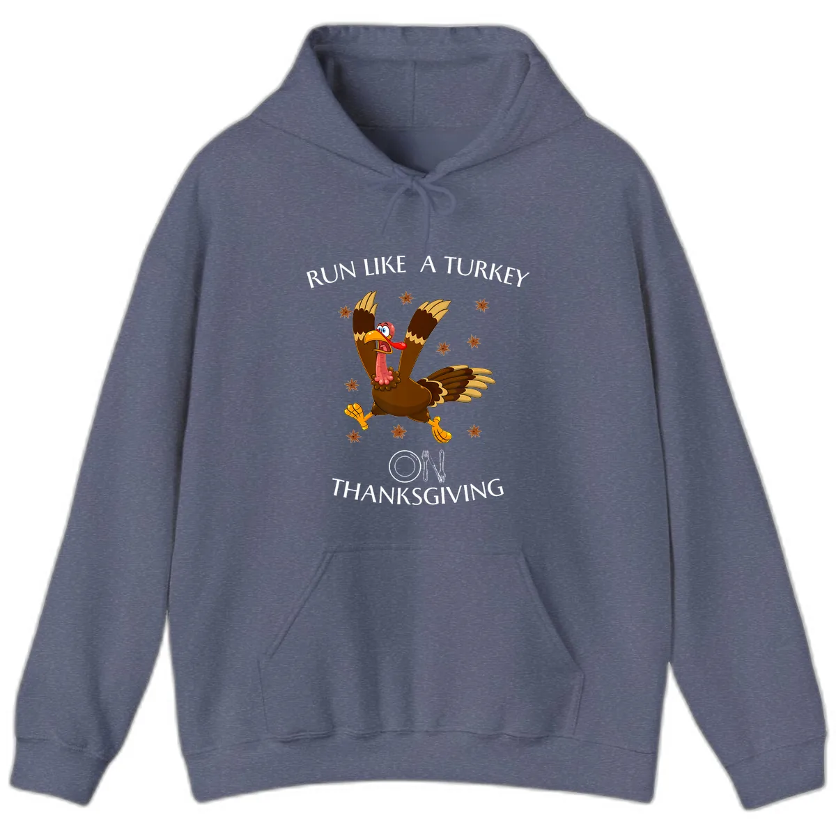 Run Like A Turkey On Thanksgiving Hoodie in Heather Navy