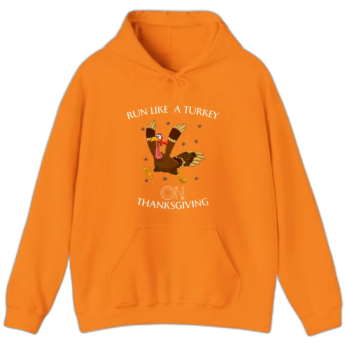 Run Like A Turkey On Thanksgiving Hoodie in Safety Orange