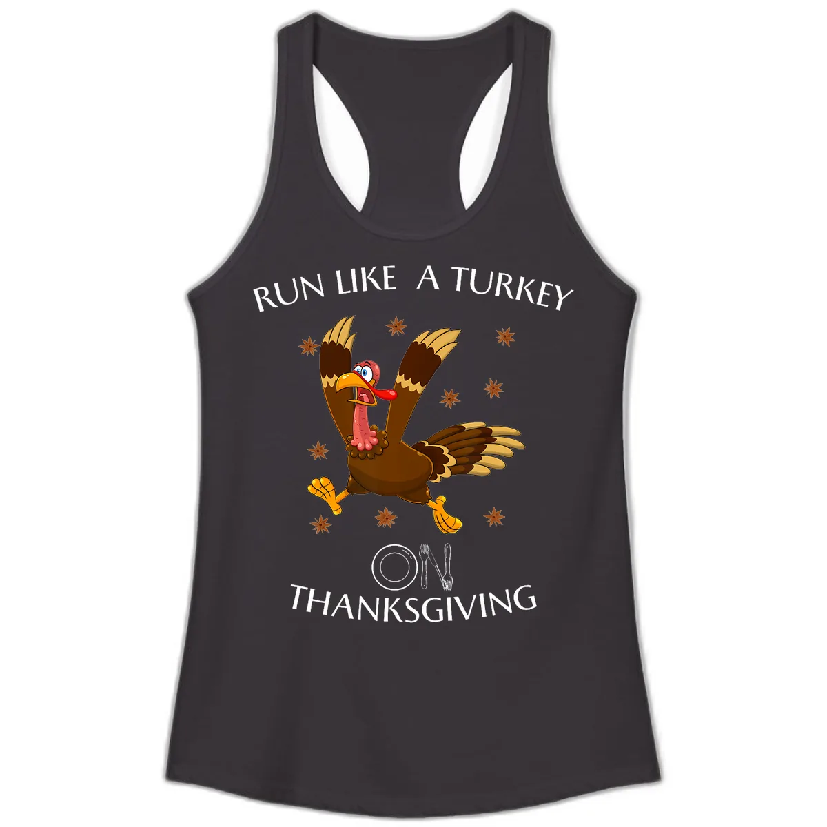 Run Like A Turkey On Thanksgiving Ladies Tank in Black