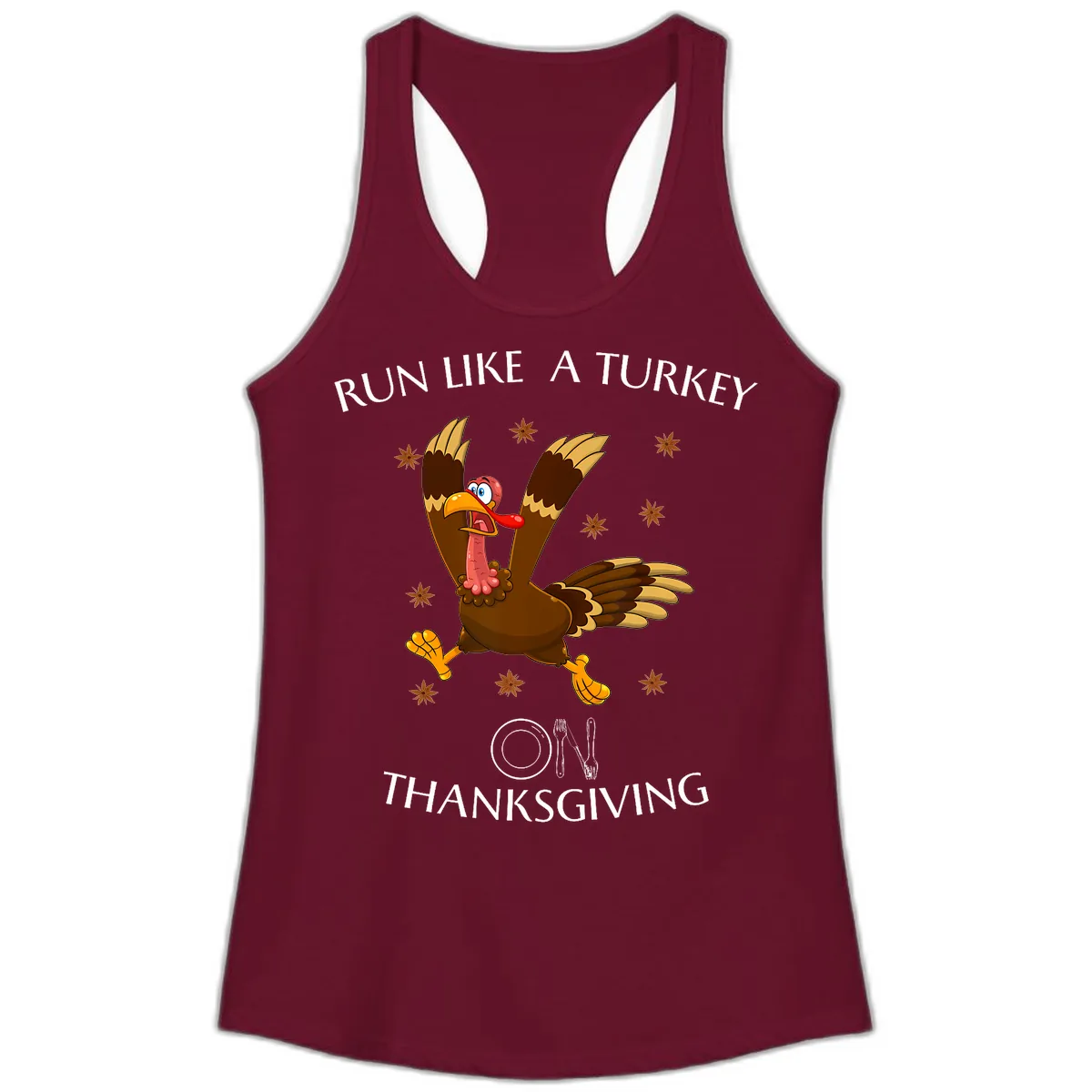 Run Like A Turkey On Thanksgiving Ladies Tank in Solid Cardinal Red