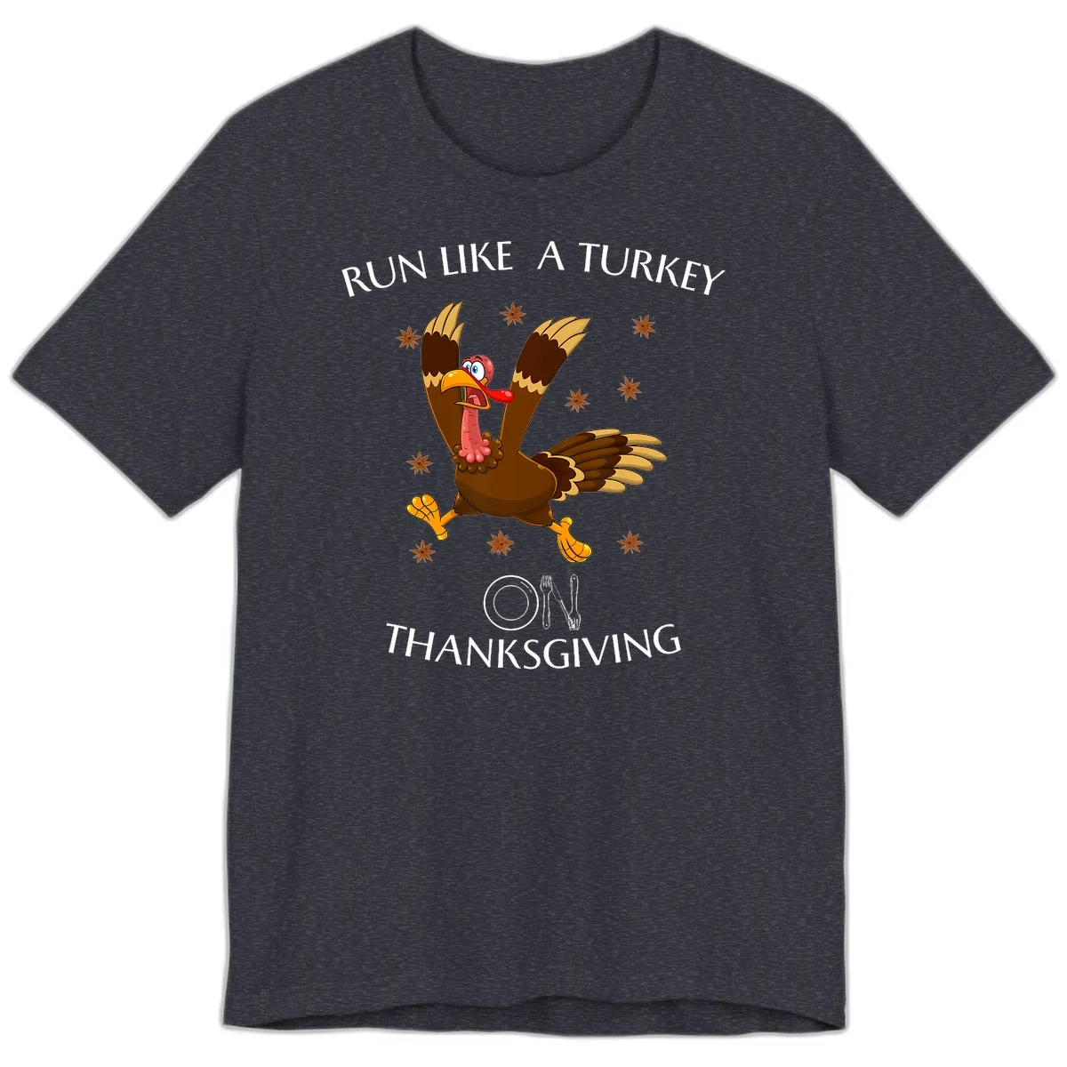 Run Like A Turkey On Thanksgiving Premium T-Shirt in Heather Navy
