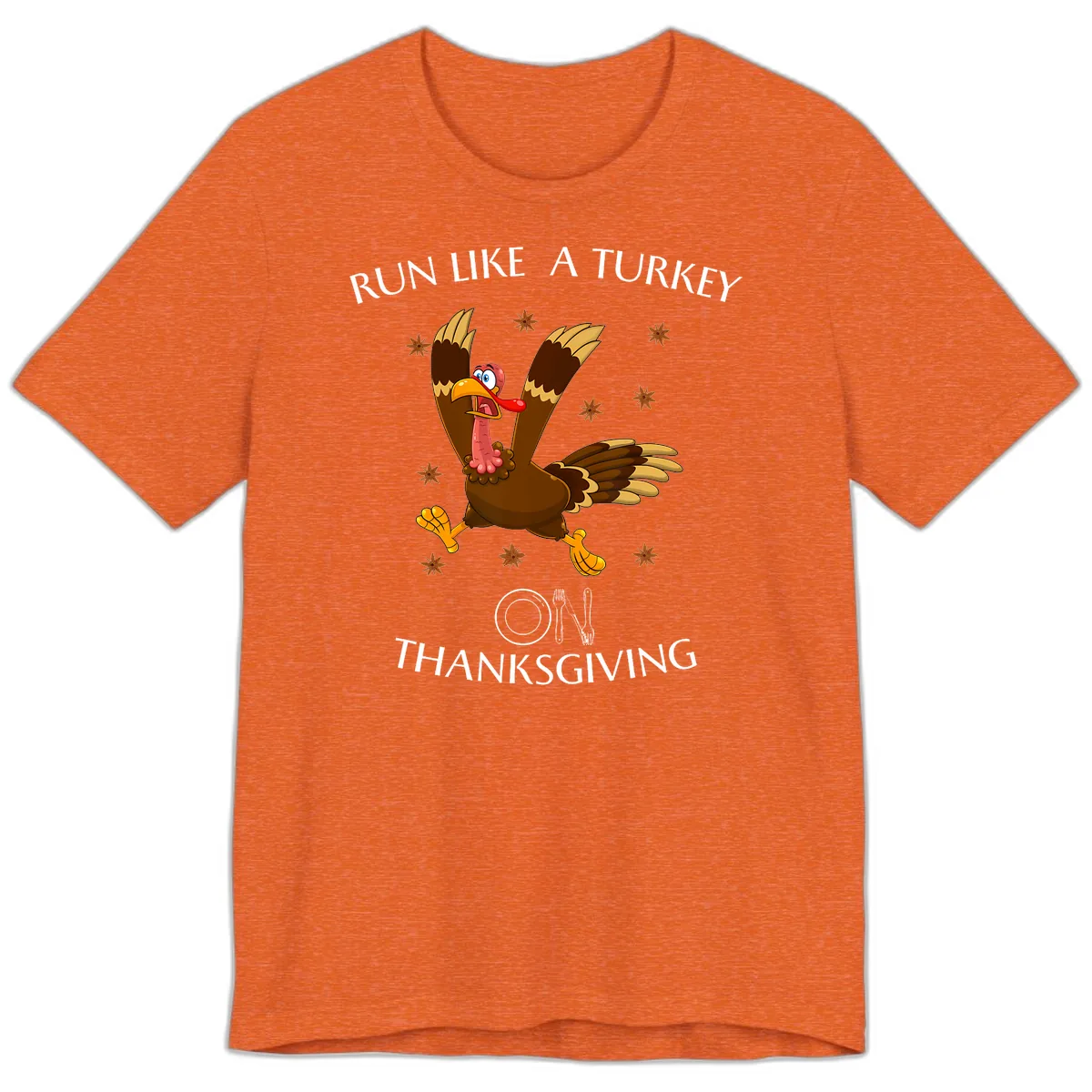 Run Like A Turkey On Thanksgiving Premium T-Shirt in Heather Orange