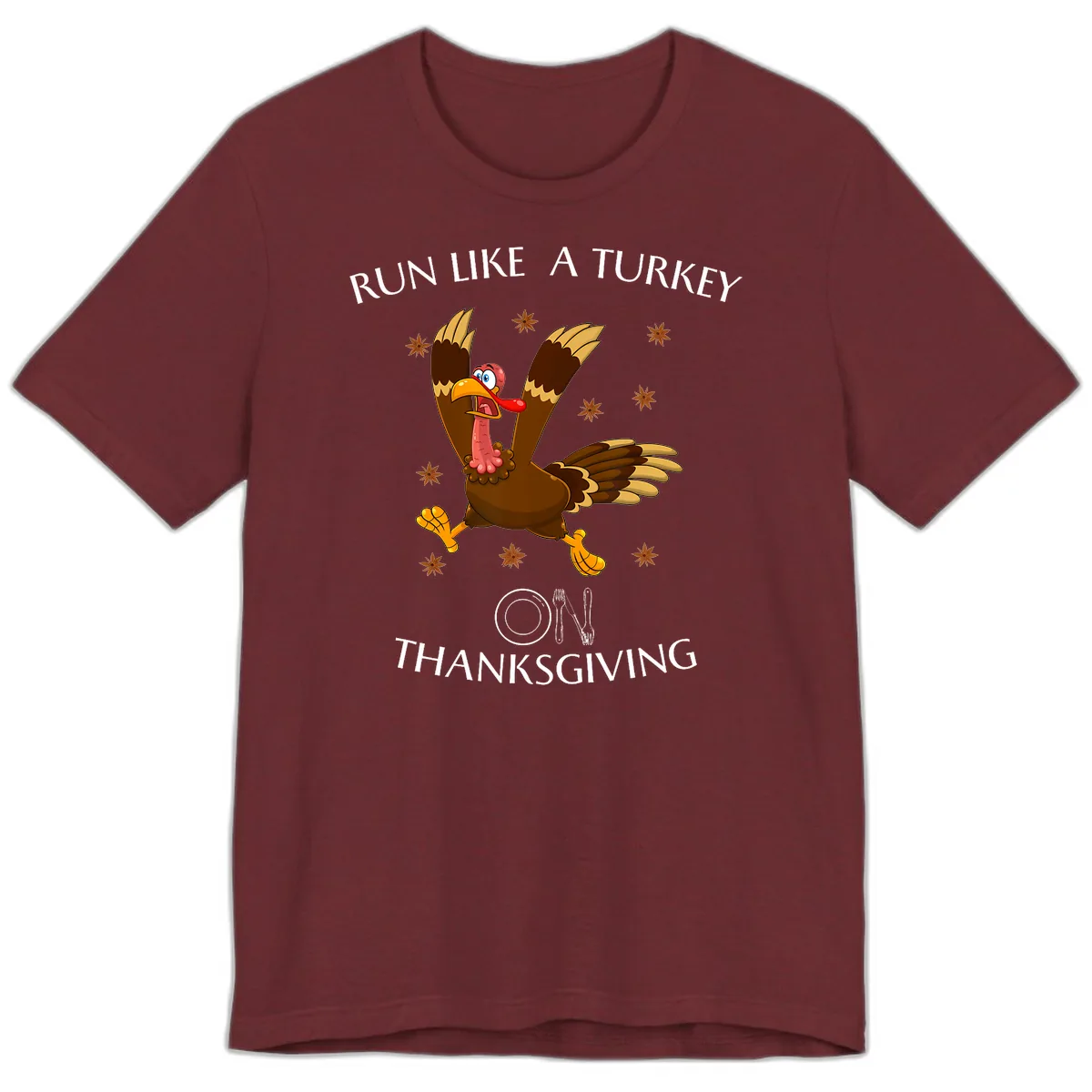 Run Like A Turkey On Thanksgiving Premium T-Shirt in Heather Cardinal