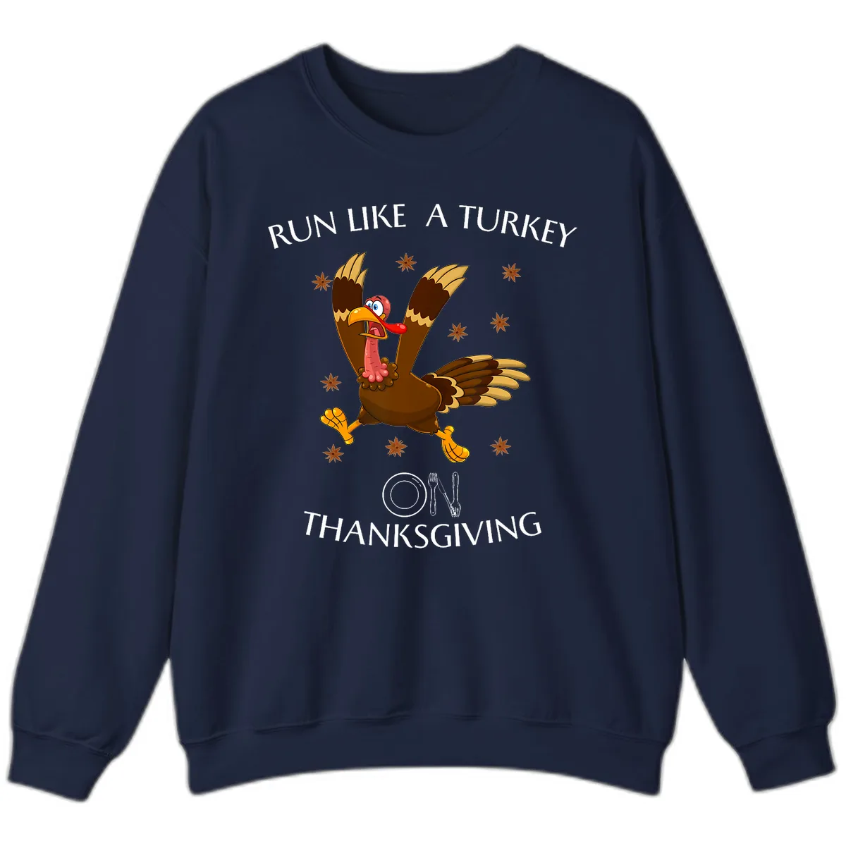 Run Like A Turkey On Thanksgiving Sweatshirt in Navy