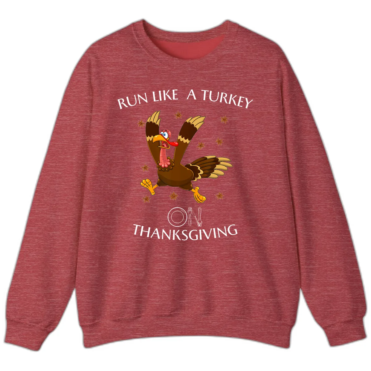 Run Like A Turkey On Thanksgiving Sweatshirt in Heather Scarlet Red
