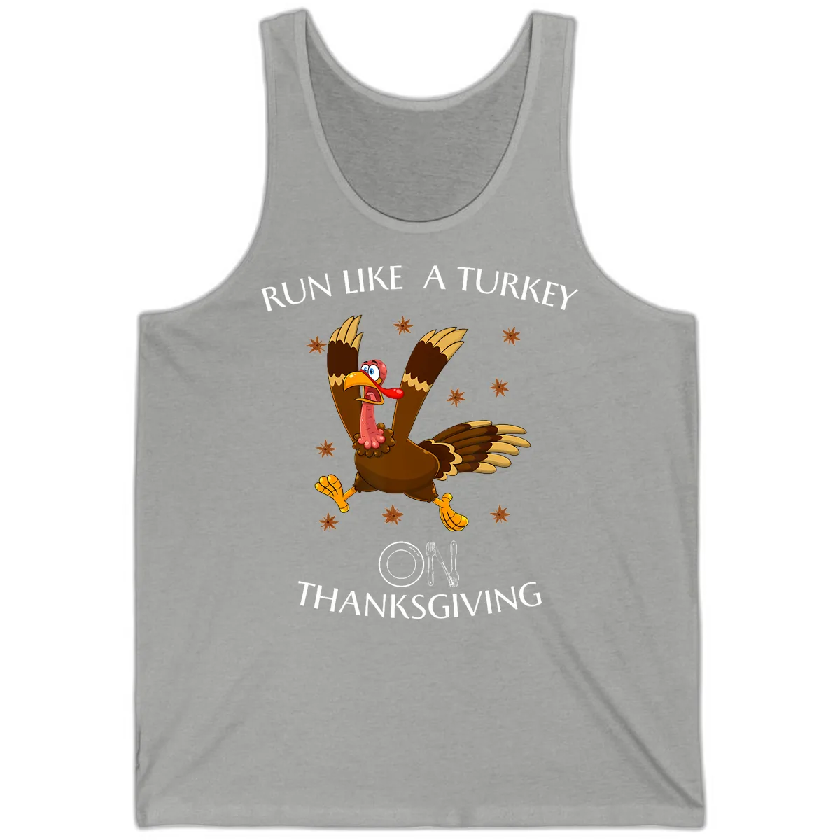 Run Like A Turkey On Thanksgiving Tank in Athletic Heather