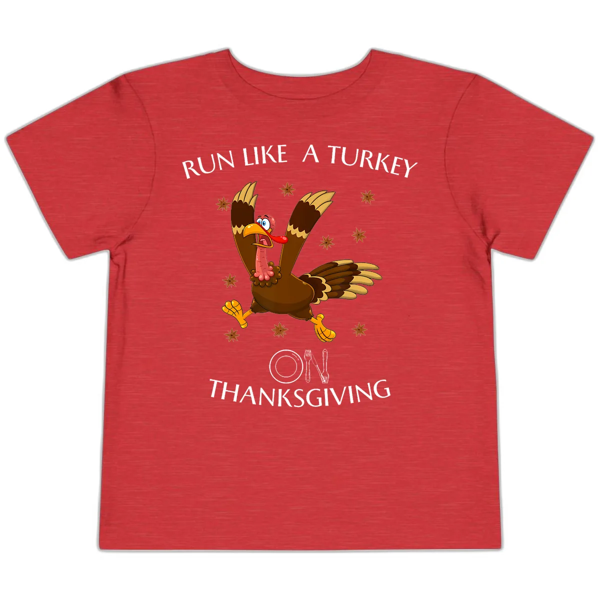 Run Like A Turkey On Thanksgiving Toddler T-Shirt in Heather Red