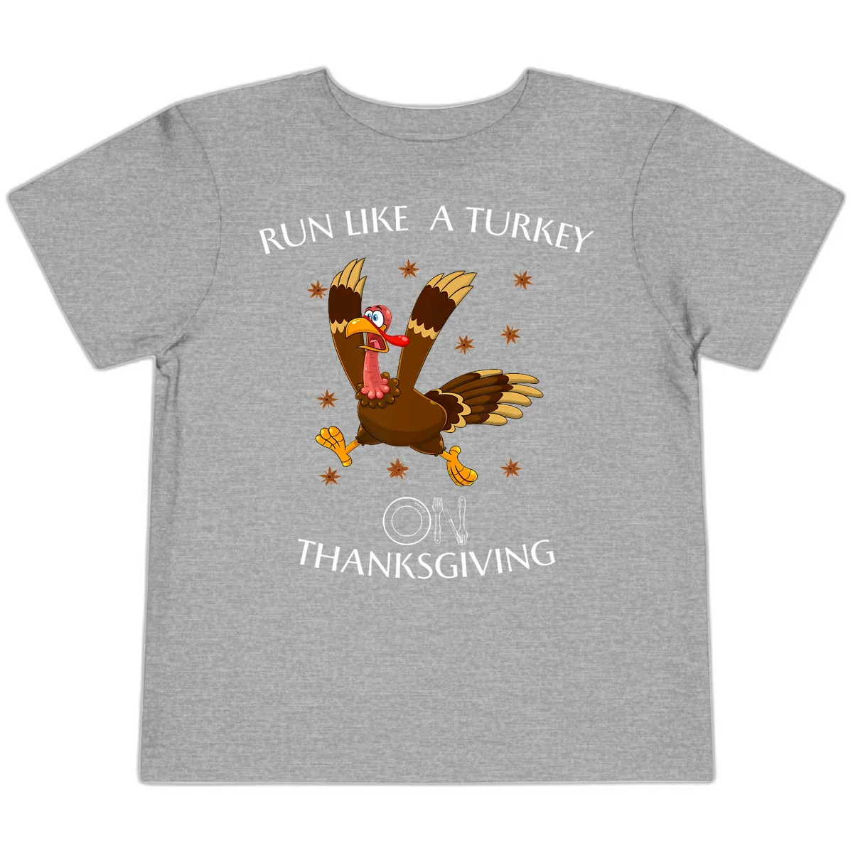 Run Like A Turkey On Thanksgiving Toddler T-Shirt in Athletic Heather