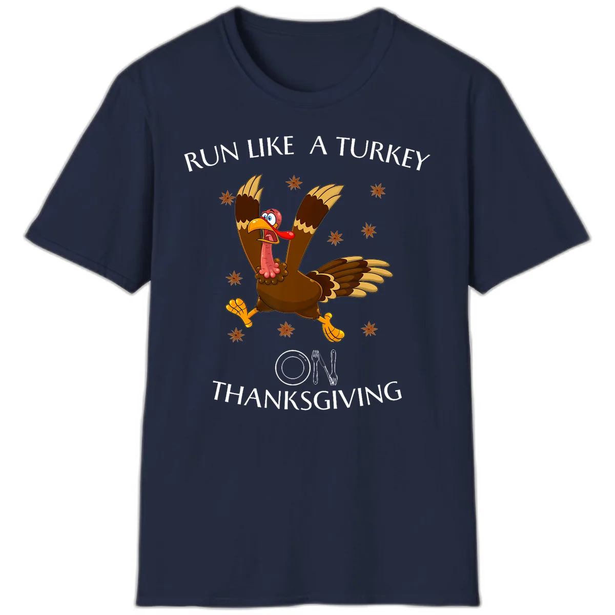 Run Like A Turkey On Thanksgiving T-Shirt in Navy