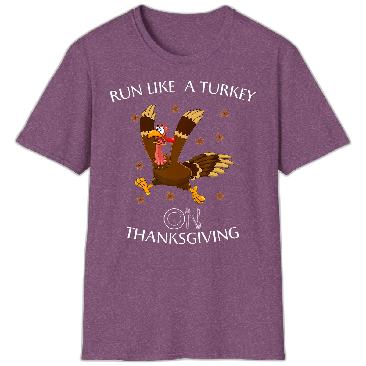 Run Like A Turkey On Thanksgiving T-Shirt in Heather Maroon