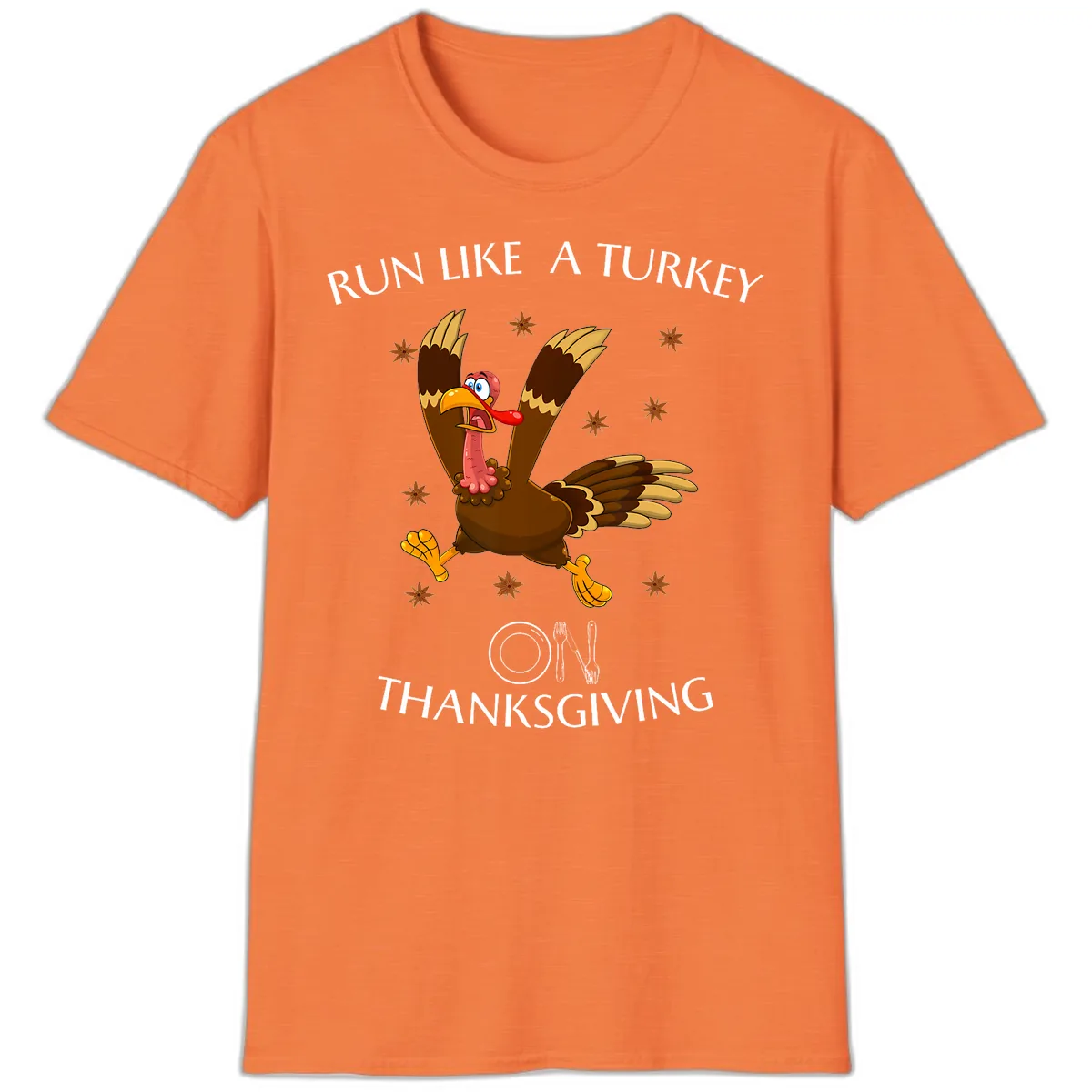 Run Like A Turkey On Thanksgiving T-Shirt in Heather Orange