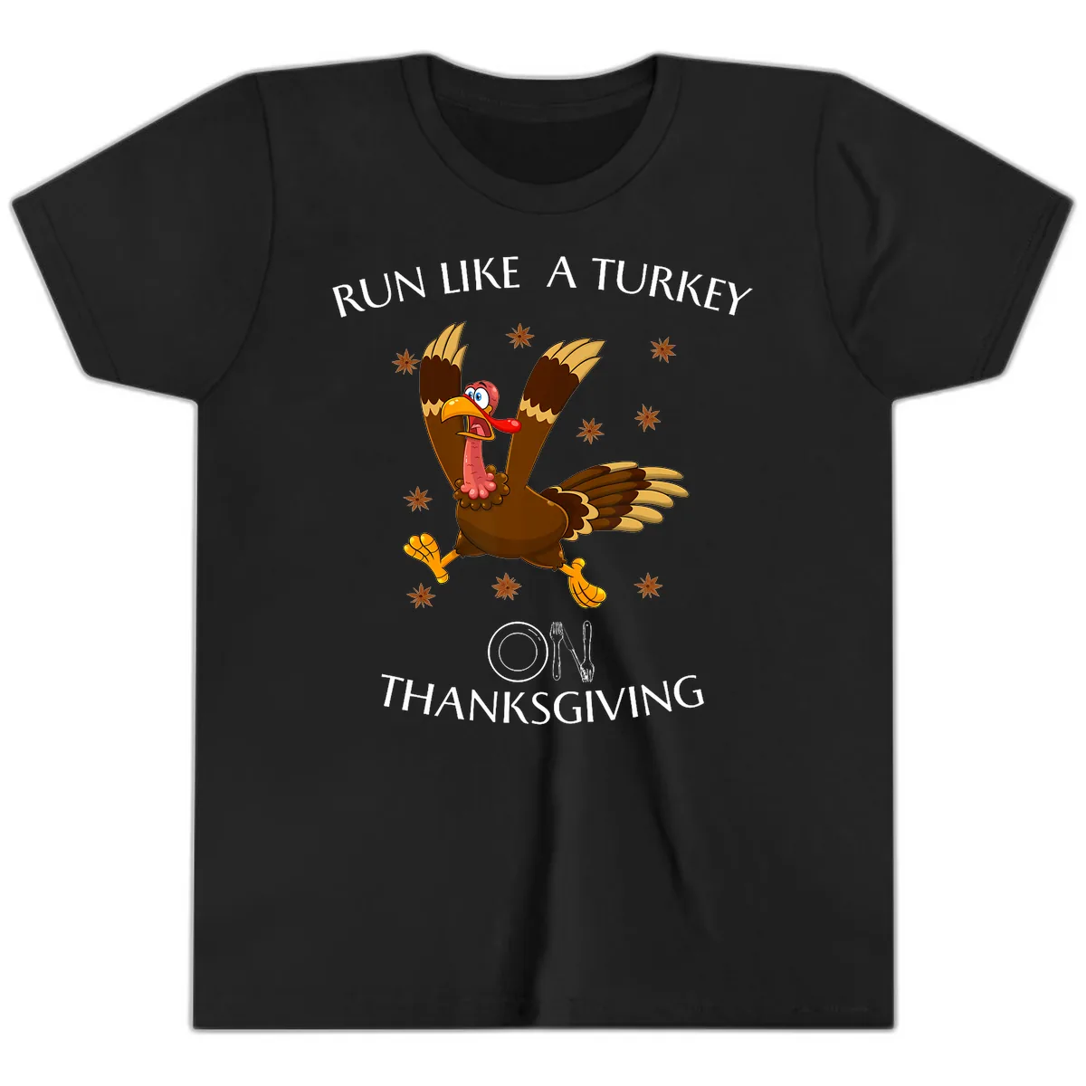 Run Like A Turkey On Thanksgiving Youth T-Shirt in Black