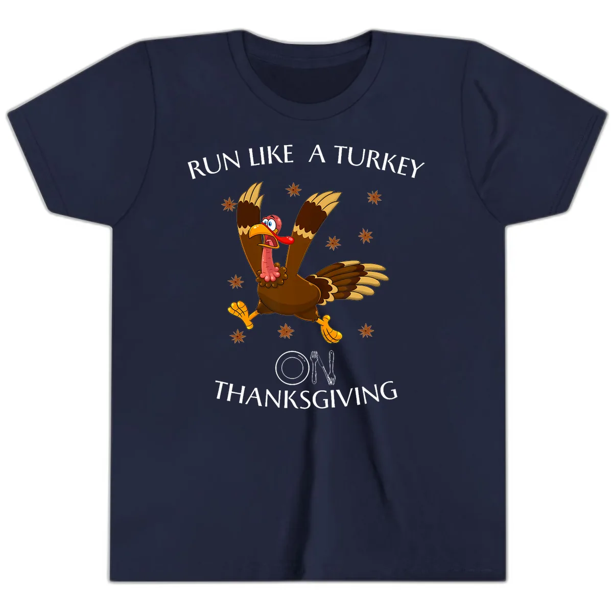 Run Like A Turkey On Thanksgiving Youth T-Shirt in Navy