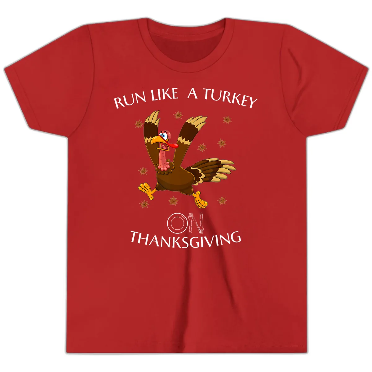 Run Like A Turkey On Thanksgiving Youth T-Shirt in Red
