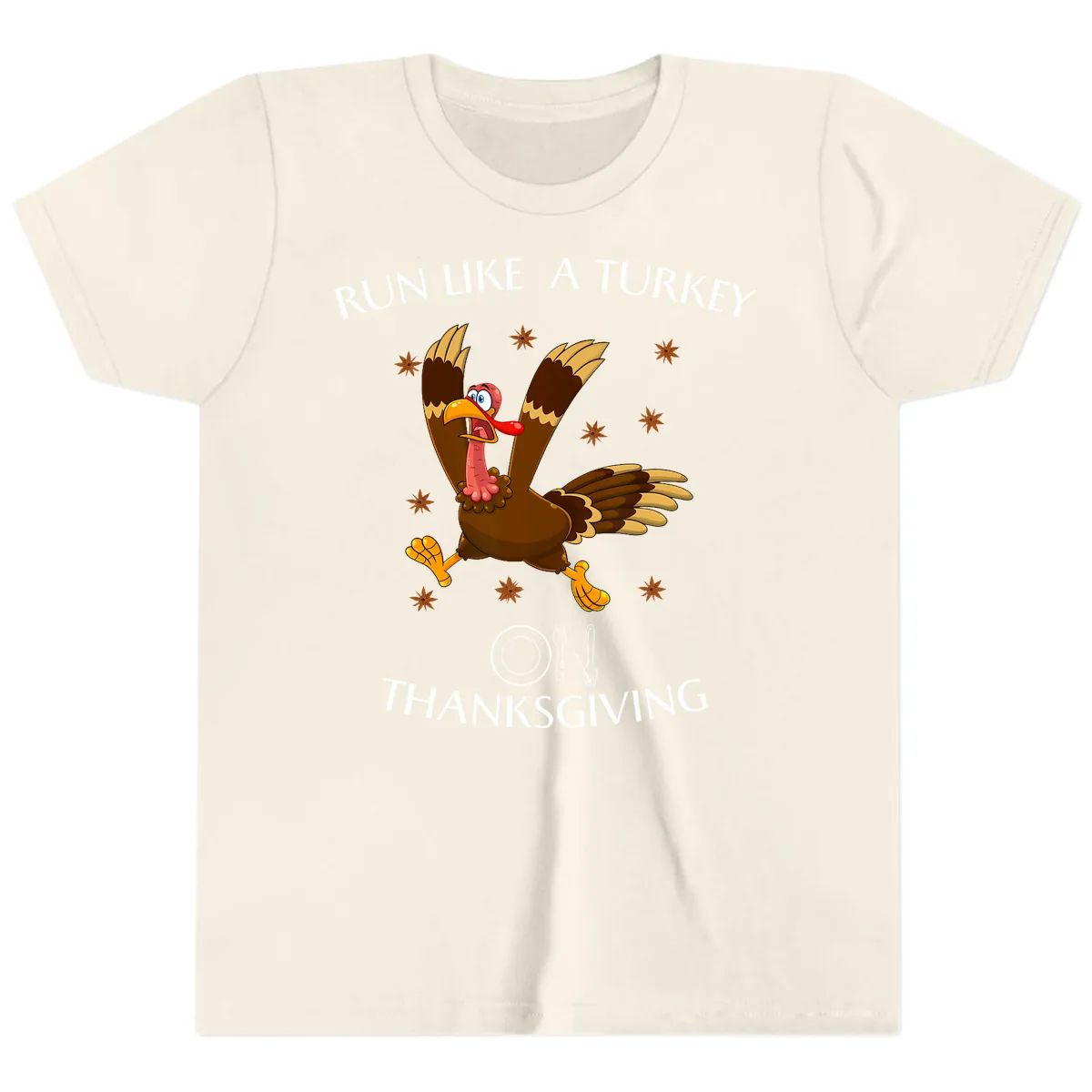 Run Like A Turkey On Thanksgiving Youth T-Shirt in Natural