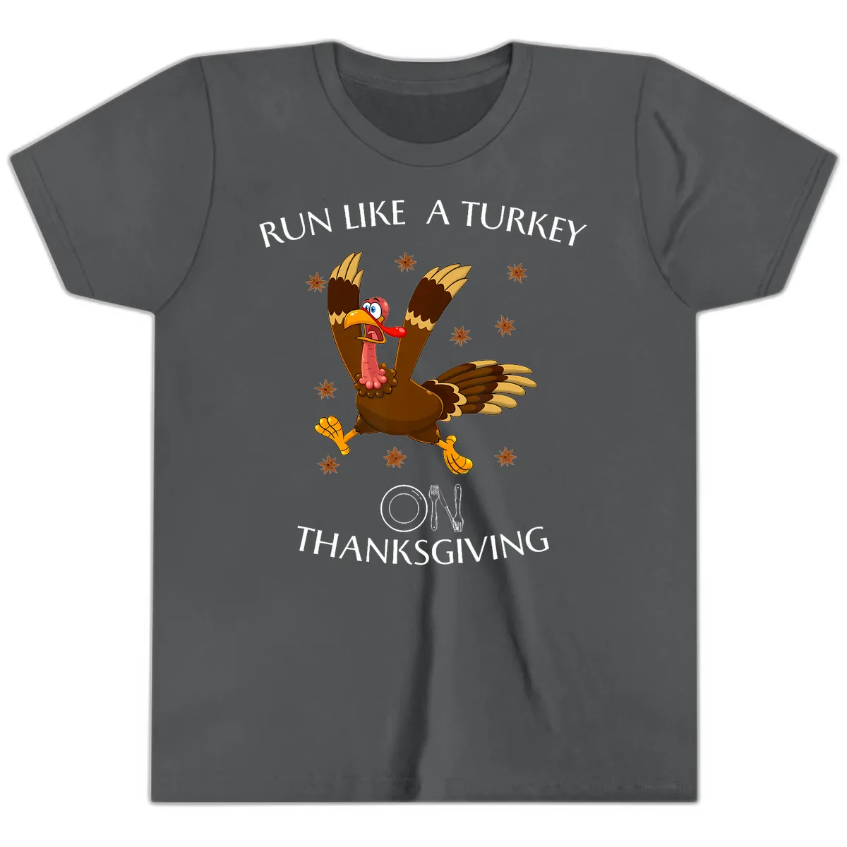 Run Like A Turkey On Thanksgiving Youth T-Shirt in Asphalt