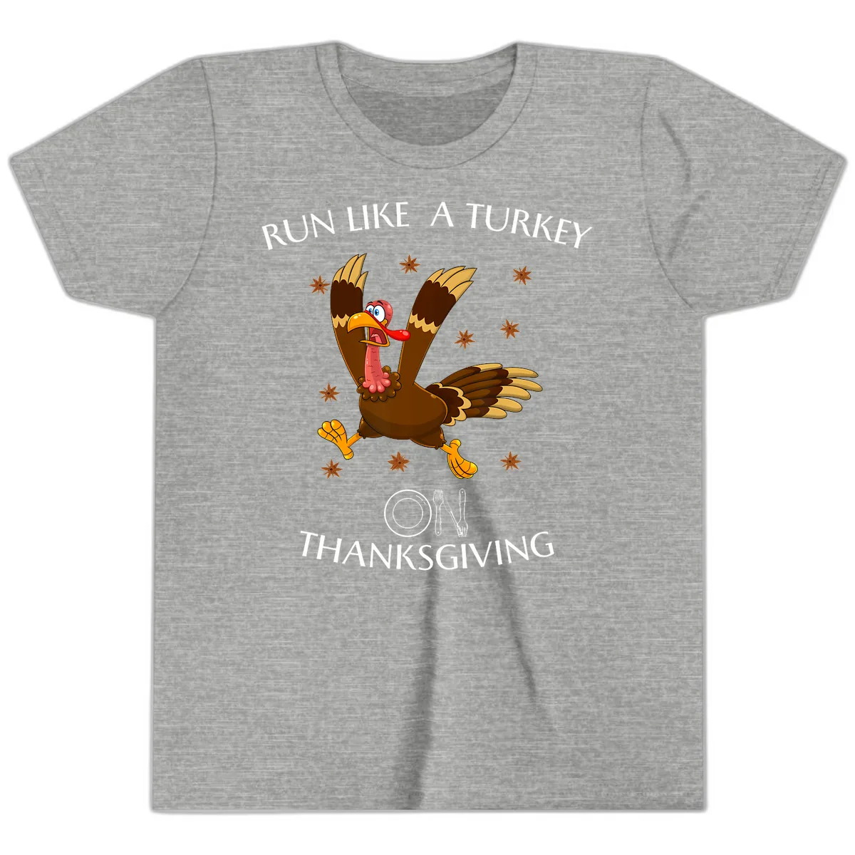 Run Like A Turkey On Thanksgiving Youth T-Shirt in Athletic Heather
